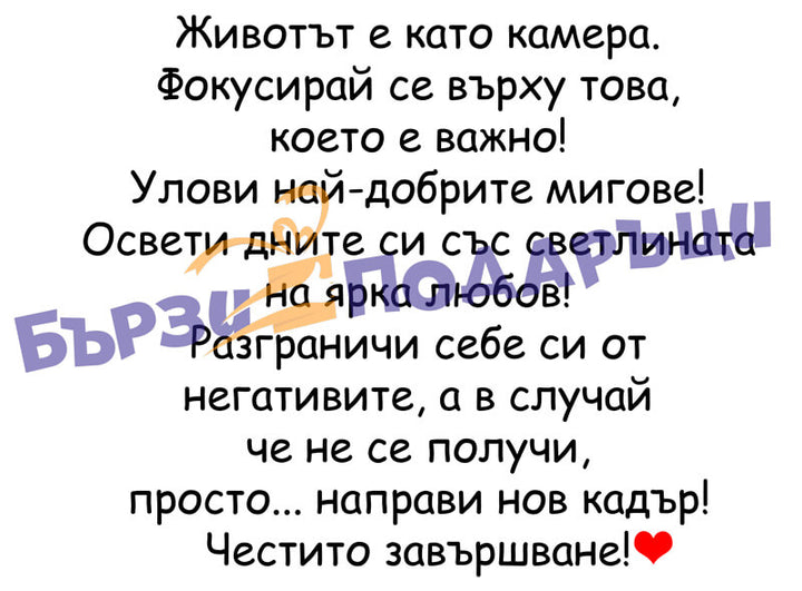 Абитуриентско мече 50см. животът е като камера